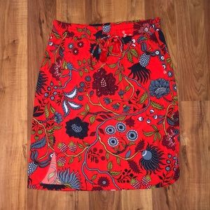 Red print loft skirt